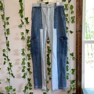 •pacsun cargo patchwork high rise straight leg jean•